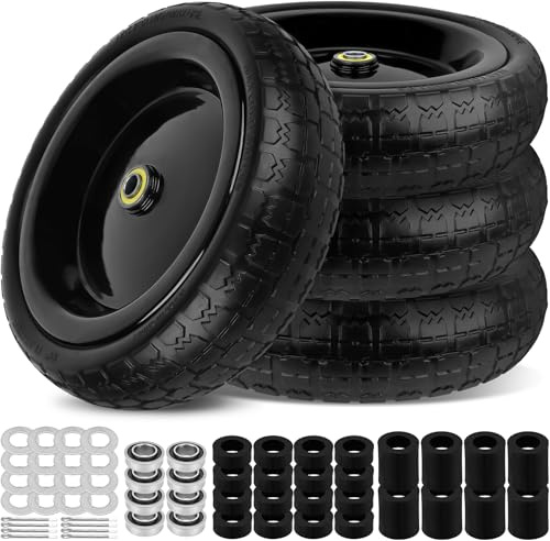 Ruote piatte da 13 pollici Gorilla Cart pneumatici 4.00-6 di ricambio solido con foro universale per asse da 5/8, distanziatori e perni, per carriola, carro da giardino, carrello a mano, carrello,