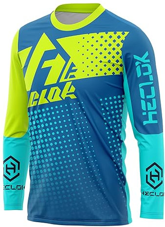 Herren Radtrikot Fahrradtrikot Langarm, Fahrradbekleidung Motocross Jersey Langarm MTB T-Shirt, Atmungsaktive Cycling Jersey,MTB T-Shirt Downhill Cycling Jersey Quick-Drying (L,TYP-6)