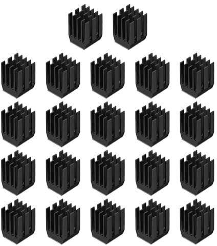 QUARKZMAN 22pcs 9x9x12mm Dissipateur Thermique Aluminium Radiateur Chaleur Évier refroidissements avec Fixe Autocollant pour Puce CPU, Puissance Transistor, FET, IC, Noir