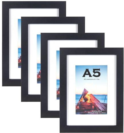 Scholar Tree Bilderrahmen, A5, 21 x 14,8 cm, Schwarz, 4 Stück