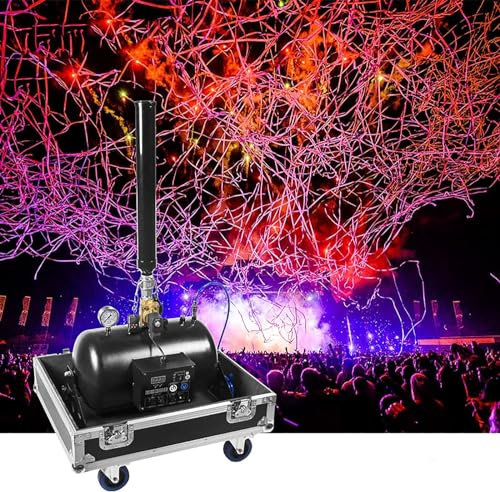 HDCCDM DMX-Steuerung, Konfetti-Shooter, Konfetti-Maschine, Strahlhöhe 15–25 M, Bühnen-CO2-Konfettikanone, Großer Streamer Für Hochzeitsveranstaltungen, DJ-Feier, Hochzeitsveranstaltung