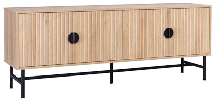 sweeek - Meuble TV. Bazalt. Effet chêne. Quatre Portes. Deux étagères. L 157.5 x l 39 x H 60cm