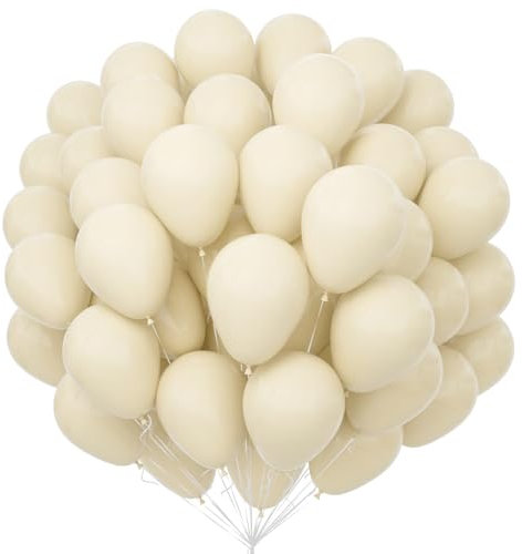 Unisun Sand Weiße Luftballons 100Pcs, 12 Zoll Weißer Sand Latex Ballons Pack für Weiße Thema Ballon Bogen Kit Geburtstag Hochzeit Baby Shower Karneval Veranstaltungen Party Dekorationen