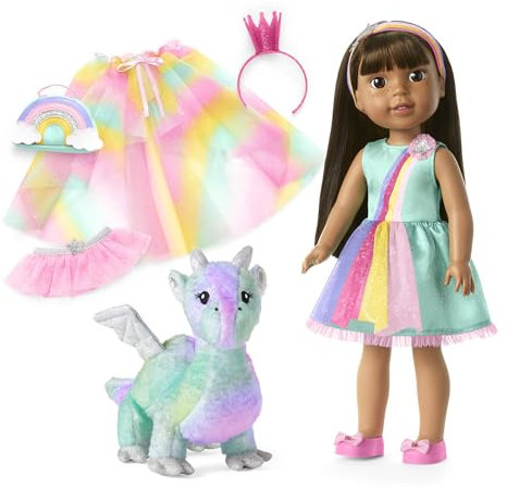 American Girl WellieWishers 14.5-inch Ashlyn Doll Playset with Crisella The Dragon, Doll Dress and Accessories, and Storybook, for Ages 4+