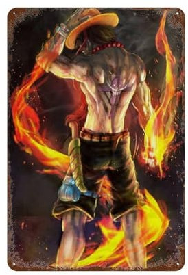 NRCKMIHRAE One Piece Ace Poster, Wanddekoration, Kunst, Metallblechposter, moderne Heimdekoration, Kunst, Metallposter, Hausbar, Laden, Dekorationen, Vintage-Schild, Geschenk, 30 x 20 cm