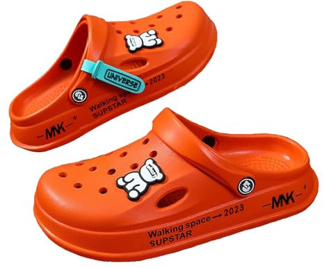 papasgix Zoccoli Donna Sabot Uomo Unisex Ciabatte Estive da Spiaggia e Piscina Scarpe da Casa Sandali da Doccia Pantofole da Bagno Antiscivolo per Interni ed Esterni Arancia,36/37 EU