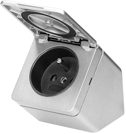 Miratic Multiprise Cuisine d'angle Bloc Prise Cuisine Angle Hermétique sous Le Meuble, avec Rabat IP44 Argent Norme de Prise : française (Type E)
