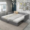 Zravenna Tagesbett 90/180x200 cm Ausziehbares Bett mit Lattenrost, Ausziehbett Gleiche Höhe, Polsterbett Samtstoff, Bett Ausziehbar zum Doppelbett, Schlafsofa für Kinderzimmer Erwachsene Gäste (Grau)