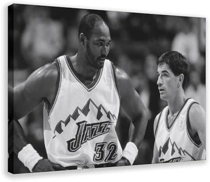 hfsjser Stockton and Malone Poster auf Leinwand, Schlafzimmer-Dekor, Sportlandschaft, Büro, Raumdekoration, Geschenk, Rahmen-Stil, 20 x 30 cm