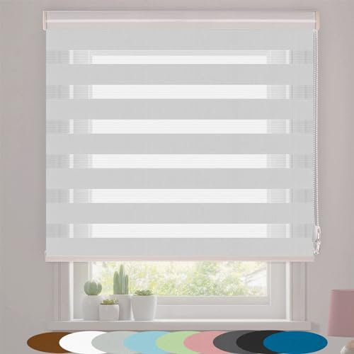 Doppelrollo Klemmfix 50 x 200 cm Sichtschutz Und Sonnenschutz Tag & Nacht Doppelrollo Inkl. Befestigungsmaterial für Fenster & Türen, Hellgrau