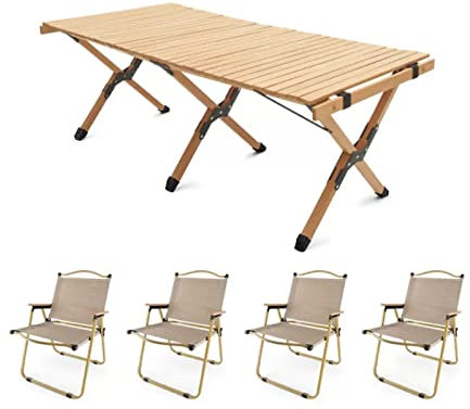 WYYDHGBF Gartenmöbel-Tisch und Chaiselongue, tragbares, faltbares Camping-Picknicktisch-Set, Terrassen-Klapptisch und -Stühle, für Veranda, Garten, Hinterhof-Möbel-Set