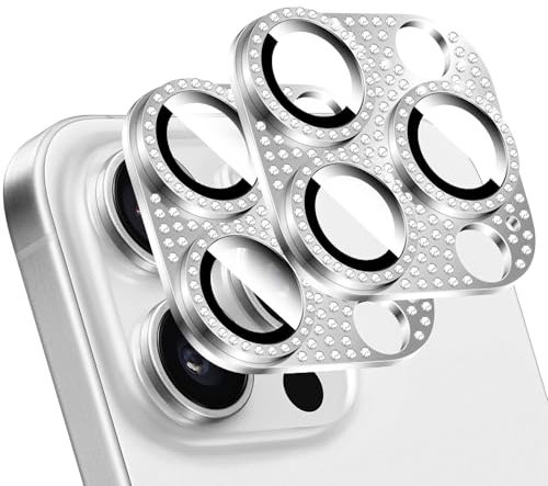 LucBuy 2 Pezzi Protezione per Obiettivo Fotocamera con Diamanti Lucidi per iPhone, Telefono Decorato con Strass 3D in Metallo, Cover Posteriore per Fotocamera per iPhone 12 Pro Max