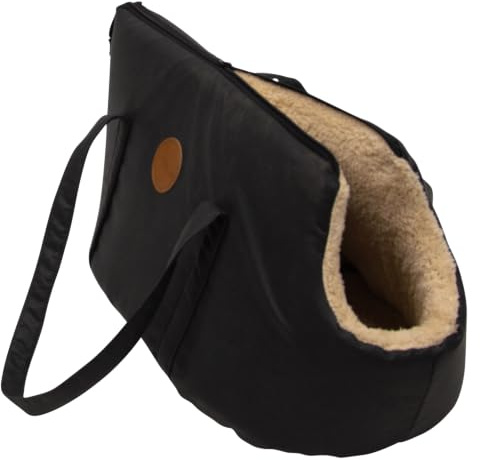 JACK AND VANILLA, Elegante Transportbox für Kleintiere, edles schwarzes Design, Maße 55 x 30 cm, bequem und sicher, ideal für Reisen und Tierarztbesuche, Zeitloses Modell