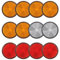 Xbessc 12 Stück Katzenauge Reflektor 58mm Katzenaugen Reflektoren Runde Reflektoren zum Anschrauben Kunststoff Rund Rückstrahler Orange Weiss Rot mit Schrauben Muttern für Pkw Anhänger LKW Traktoren