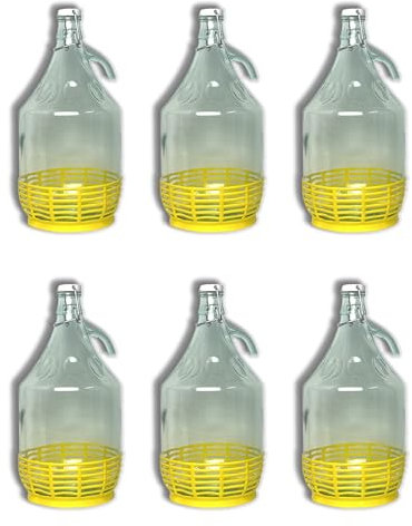FERROELETTRA Damigiana Vetro 5 Litri - Bottiglione con Chiusura Meccanica Ermetica Con Guarnizione Dama per Olio - Contenitore Olio 5 Litri - Damigiane e Bottiglioni per Prodotti Alimentari (6 Pezzi)