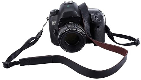 NICENEEDED Vintage Leather Camera Strap, Adjustable Camera Neck Straps Soft Camera Strap with Quick Release Buckles, Comfortable Camera Shoulder Straps for Men Women Photographers