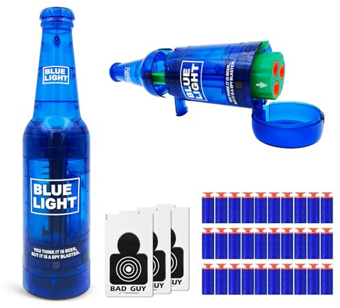 UNIKONIO Drink Bottle Toy Blasters, Toy Gun with Foam Dart Bullets, Soda Blaster Guns Shooting Model, Mini Gun, Christmas Halloween Birthday Party Gifts for Boy Girl - Blue