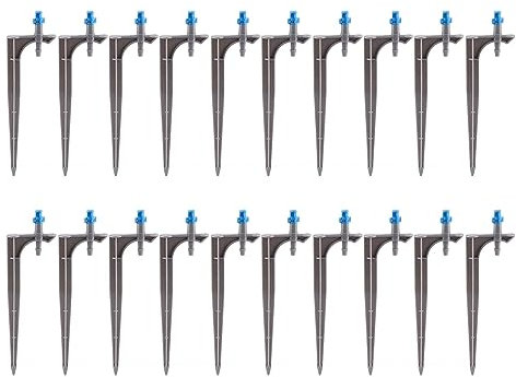 20 unidades de bolsas de riego por goteo de árboles frutales para jardinería (varilla de enchufe de 90 grados)