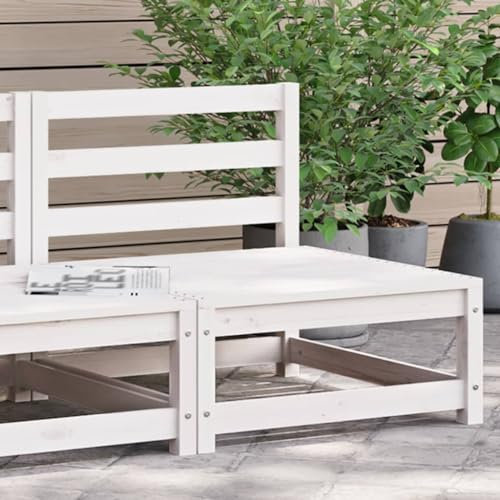 Myheimly Gartensofa ohne Armlehnen Weiß 70x70x67 cm Massivholz Kiefer