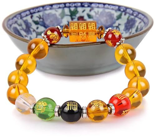 YEHUDAF LEE Feng Shui Perlenarmband chinesisches Pi Xiu Armband Obsidian Reichtum Armband mit handgeschnitztem Amulett für Glück Reichtum (10mm)