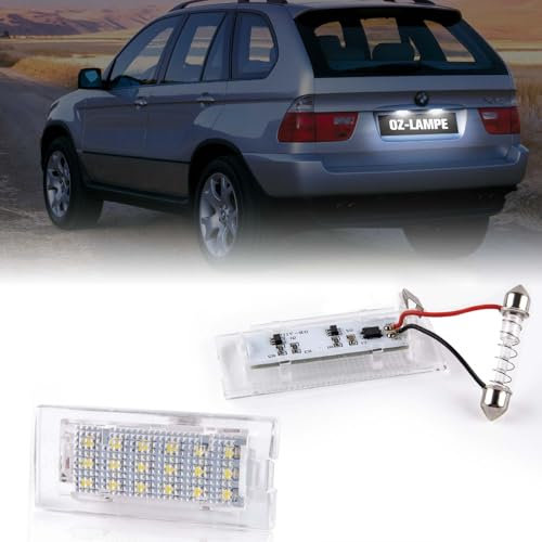 OZ-LAMPE LED Kennzeichenbeleuchtung für BMW E53 1999-2006, Kennzeichenleuchten für E83 2003-2010, Nummernschildbeleuchtung LED mit CAN-bus, 2 Stücke