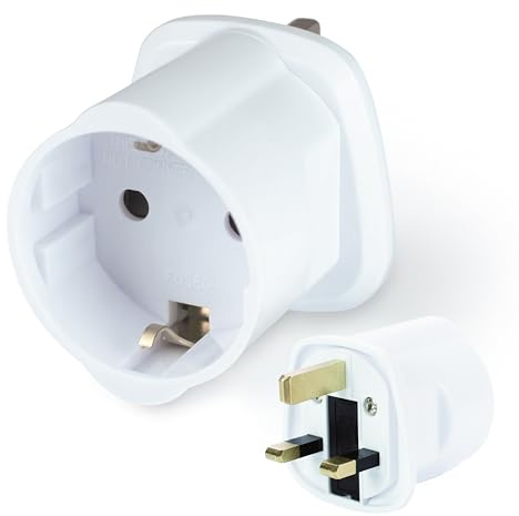 Status European to UK Power Adaptor, EU to UK Travel Adapter for Visitors, White, Pack of 1 (EUTOUKVISB112)