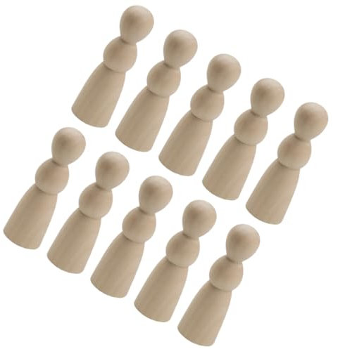 LRXIYODE 10Stücke Teiliges Unbemalte Holzpuppen zum Bemalen Kreative DIY Holzfiguren für Bastelideen für Kunstprojekte und Wohnraumdekoration