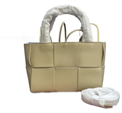 OZLCUA Große Kapazität Weiche Leder Gewebte Tasche Mode Version Damen Umhängetasche(Apricot)