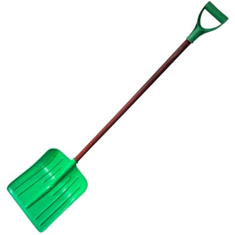 pokm toolsmarket - Schneeschaufel Kunststoff 35 cm ohne Metallkante 140 cm mit Stiel – Schmaler Schneeschieber für Balkon, Treppen & Terrasse – Bodenschonend