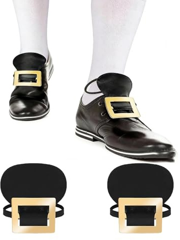ZALAOR Vintage Gold Shoe Buckles with Elastic Straps for Costumes