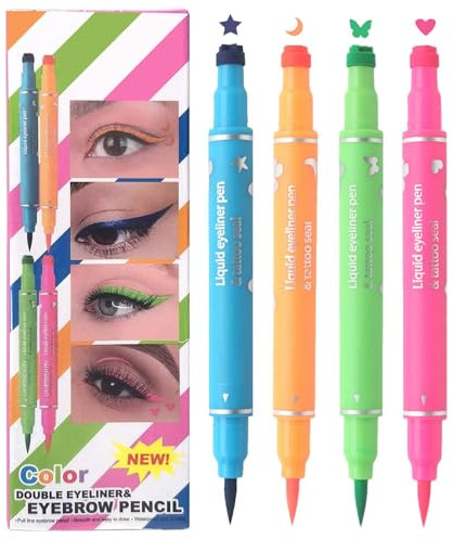 Flüssige Eyeliner-Stifte – Stempel-Eyeliner-Set, dekorativer Make-up-Stift, Design-Marker mit Symbolmustern | Kosmetisches Werkzeug für Partys, Festivals, Sterne, Mond, Schmetterling, Herz-Effekte, ei