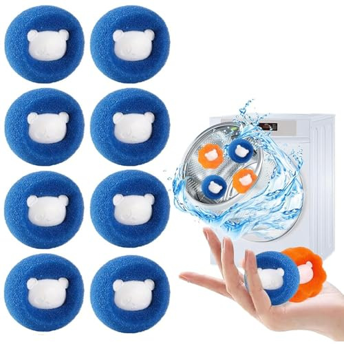 Pet Hair Remover for Washing Machine, 8PCS Reusable Laundry Lint Catcher, Washing Machine Hair Catcher, Effectively Removes Cat, Dog and Other Pet Hair From Clothes