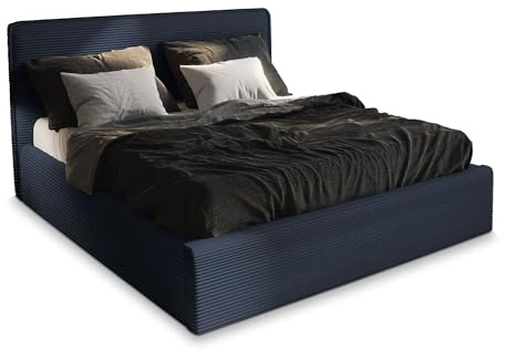 Masseno Polsterbett Parma 120x200 cm, Doppelbett, Bettkasten, Stauraum, Lattenrost Und Kopfteil - Blau, Lincoln 77