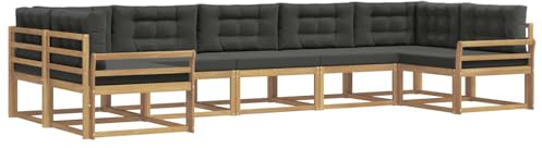 vidaXL Outdoor-Sofagarnitur mit Kissen 7 pcs Weiß und Anthrazit, Modernes Ecksofa-Set, stylische Gartenlounge, Möbel für Terrasse, wetterfest am Pool