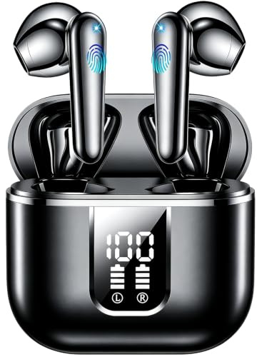 EUQQ Cuffie Auricolari Bluetooth,60 Ore HiFi Stereo Cuffie Wireless con 4 ENC Cancellazione Rumore Mic,Cuffie Senza Fili,Cuffiette Bluetooth IP7 Impermeabil Running