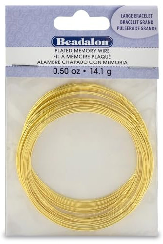 Beadalon - Bracciale in filo di memoria placcato oro, 1/56,7 g/pkg, circa 30 anelli