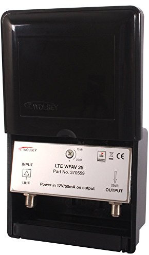 Wolsey 25 Masthead Amplifier with PSU Kit, 10-25dB Variable Gain, 1 Output, Weatherproof Housing