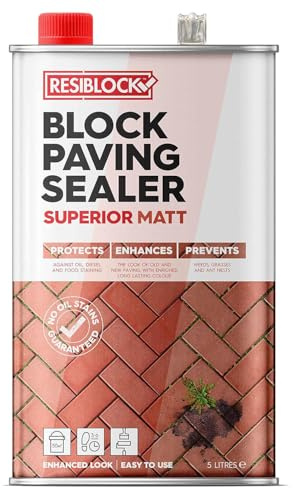 Resiblock Superior Block Paving Sealer – Easy To Apply – Resistance to De-icing Salts – Matt Finish – 5 Litre