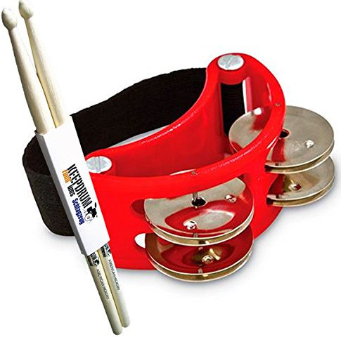 LP Latin Percussion LP188 Foot Tambourine Fuß-Schellenkranz + keepdrum Drumsticks 1 Paar