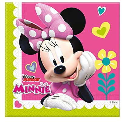 Procos 87864 - Papier-Servietten Minnie Happy Helpers, 20 Stück, Größe 33 x 33 cm, 2-lagige Motiv-Servietten, Mundtuch, Party-Geschirr, Geburtstag, Mottoparty