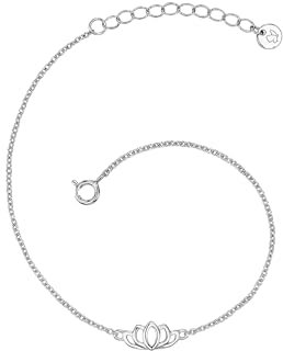 GLANZSTÜCKE MÜNCHEN Damen-Silberarmband Lotusblume Sterling Silber - Armkettchen Lotus-Symbol Freunschaftsarmband mit Anhänger Lotusblüte