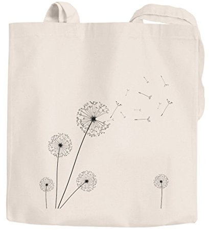 Jutebeutel Pusteblume Dandelion Baumwolltasche Stoffbeutel Einkaufstasche Autiga® natur 2 lange Henkel