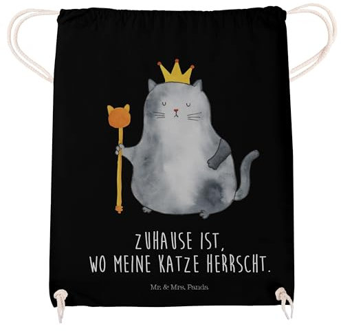 Mr. & Mrs. Panda Sportbeutel Katze König - Geschenk, Katzenprodukte, Krone, Miau, Mietzhaus, Tasche, Katzenaccessoires, Umzug, Einzug, Beutel