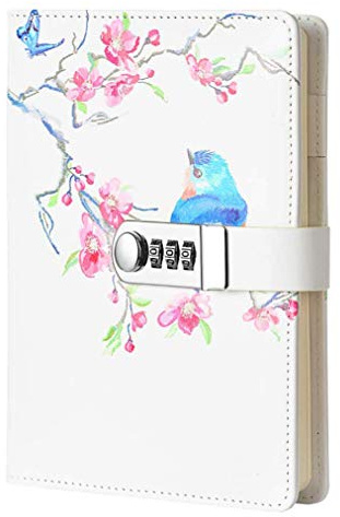 Ai-life Creative PU Leder Password Notebook, A5 Größe Draht Bindung, Geheimnis ausgekleidet Password Tagebuch Sketch mit Zahlenschloss Stifthalter und Kartensteckplätze, 150x215mm