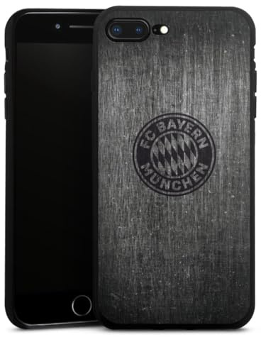 Silikon Hülle kompatibel mit Apple iPhone 7 Plus Case schwarz Handyhülle Metallic Look FCB FC Bayern München