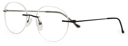 SmartBuy Collection Rubby Brillenrahmen für Herren, randlos, rund, Designer-Brillenrahmen, Grau, 49