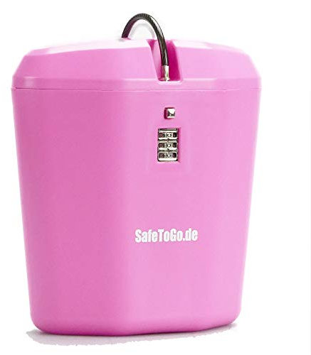 Strandtresor zum Anketten Abschließen Wertsachen-Box Zahlenschloss Strand Beach SafeToGo Mini-Safe Reisezubehör Urlaub Gadget praktisch, Farbe:pink/rosa