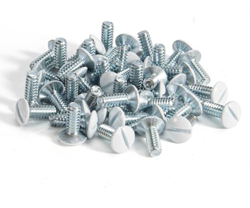 Henne Bery 3/8 Long 6-32 Thread, Oval Head Milled Slot Replacement Wall Plate Screws, 50 Pack, White