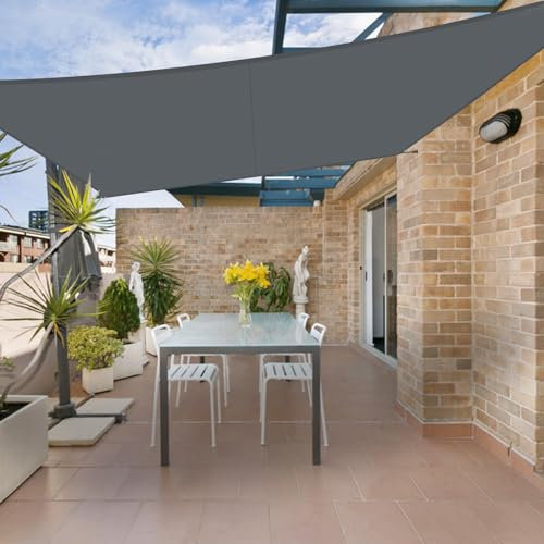 HENG FENG Sonnensegel Rechteckig Quadratisch 5x5m Wasserdicht PES Polyester Sonnenschutz Windschutz Wasserabweisend UV Schutz für Balkon Garten Terrasse Anthrazit