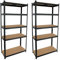 7H Seven House - Estantería Modular Almacenaje (Pack 2), Acero y MDF Antihumedad, Hogar, Trastero, Garaje, 5 Baldas Ajustables, Carga Máx. 875Kg, 90x40x180cm (Largo x Ancho x Alto), Color Negro